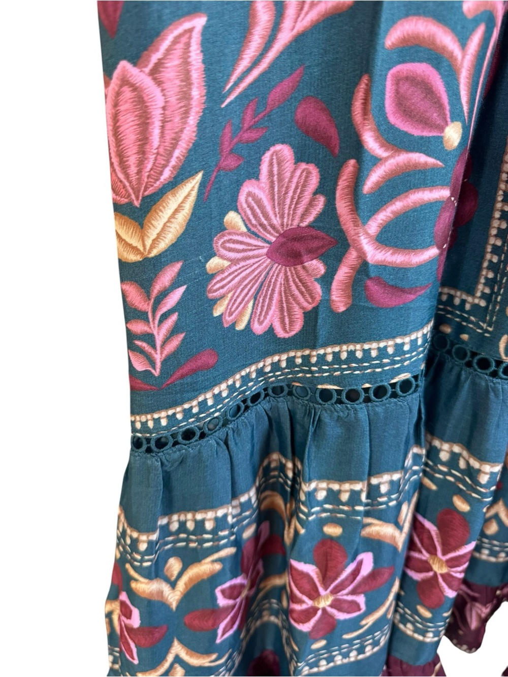 FARM Rio Teal and Rose-Pink Printed V-Neck Maxi Dress - Picture 4 of 9